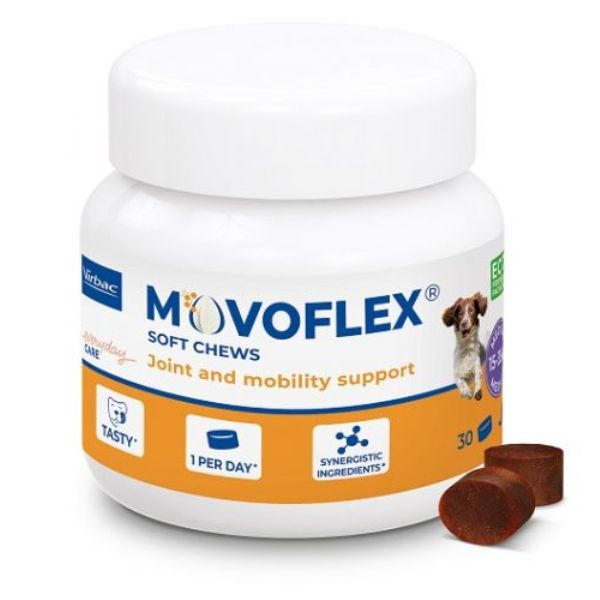 Virbac movoflex soft chews integratore per cani - confezione da 30 compresse per cani m 15-35 kg