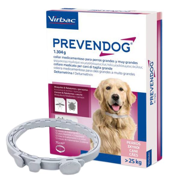 Virbac collare antiparassitario prevendog - 1 collare da 75 cm - per cani oltre i 25 kg (scadenza: 30/06/2025) - antiparassitario per cani