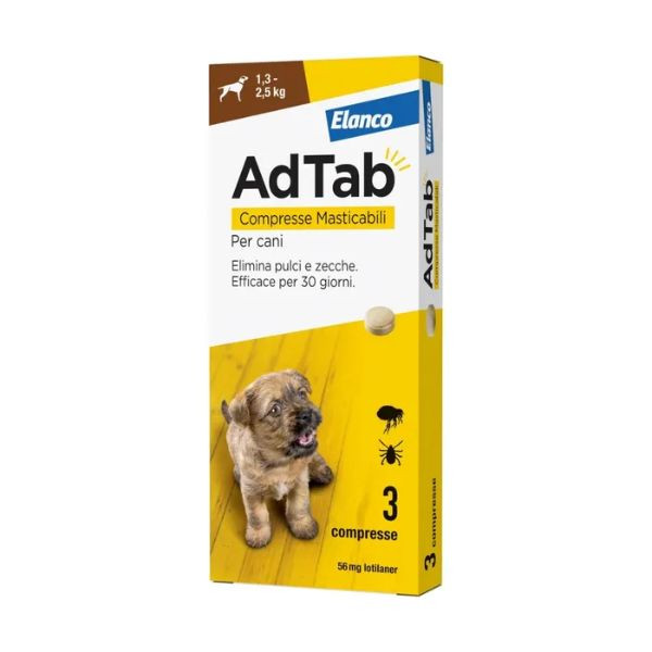 Adtab elanco compresse masticabili antiparassitario orale per cani - cani fino a 2,5 kg - antiparassitario per cani