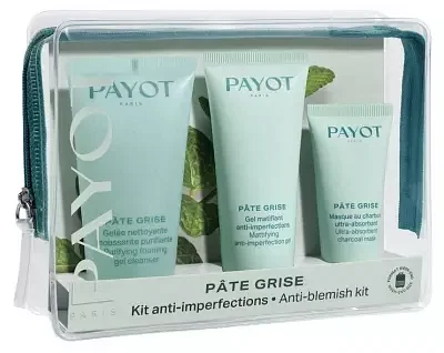 Payot Trousse Pate Grise Anti Imperfezioni 1 Gelee Nettoyante 50 Ml + 1 Gel Matifiant Anti Imperfection 30 Ml + 1 Masque Au Charbon 15 Ml