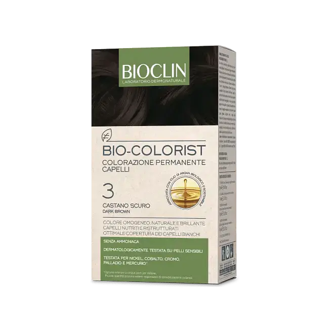 Bioclin Bio Colorist 3 Castani Sc Kit Composto Da Bio Colorist Crema Colorante Cap 3 50 Ml+Bio Colorist Rilevatore Crema 75 Ml+ Biocolor Protect Masch