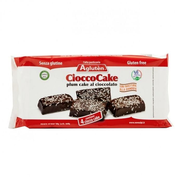 Agluten Chococake 4 Plumcake Ricoperti Con Cioccolato Al Latte Con Farcitura Alla Gianduia X 52,5 G