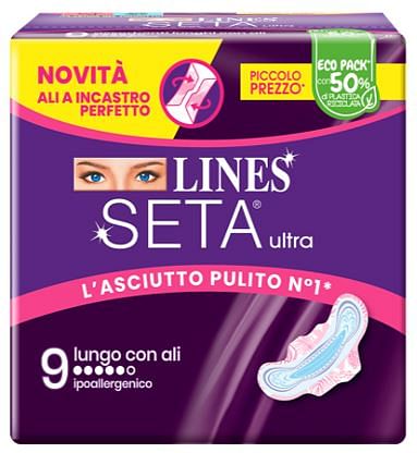 Lines Seta Ultra Assorbenti Lungo Ali Dwct 9 Pezzi