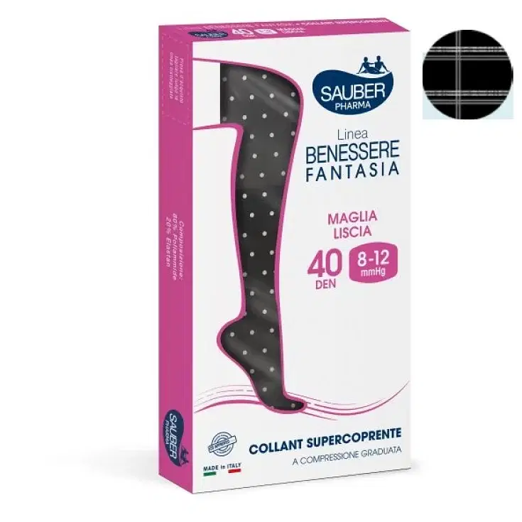 Calza Sauber Supercoprente Fantasia 40 British Lurex Nero 2