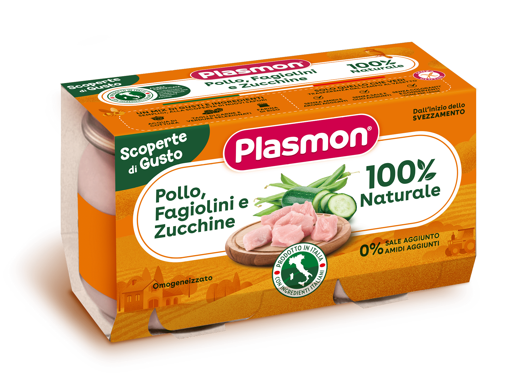 Plasmon Omogeneizzati Pollo Fagiolini Zucchine 2 Pezzi Da 120 G