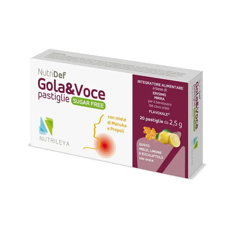 Nutridef Gola & Voce Sugar Free Miele Limone Eucaliptolo 20 Pastiglie