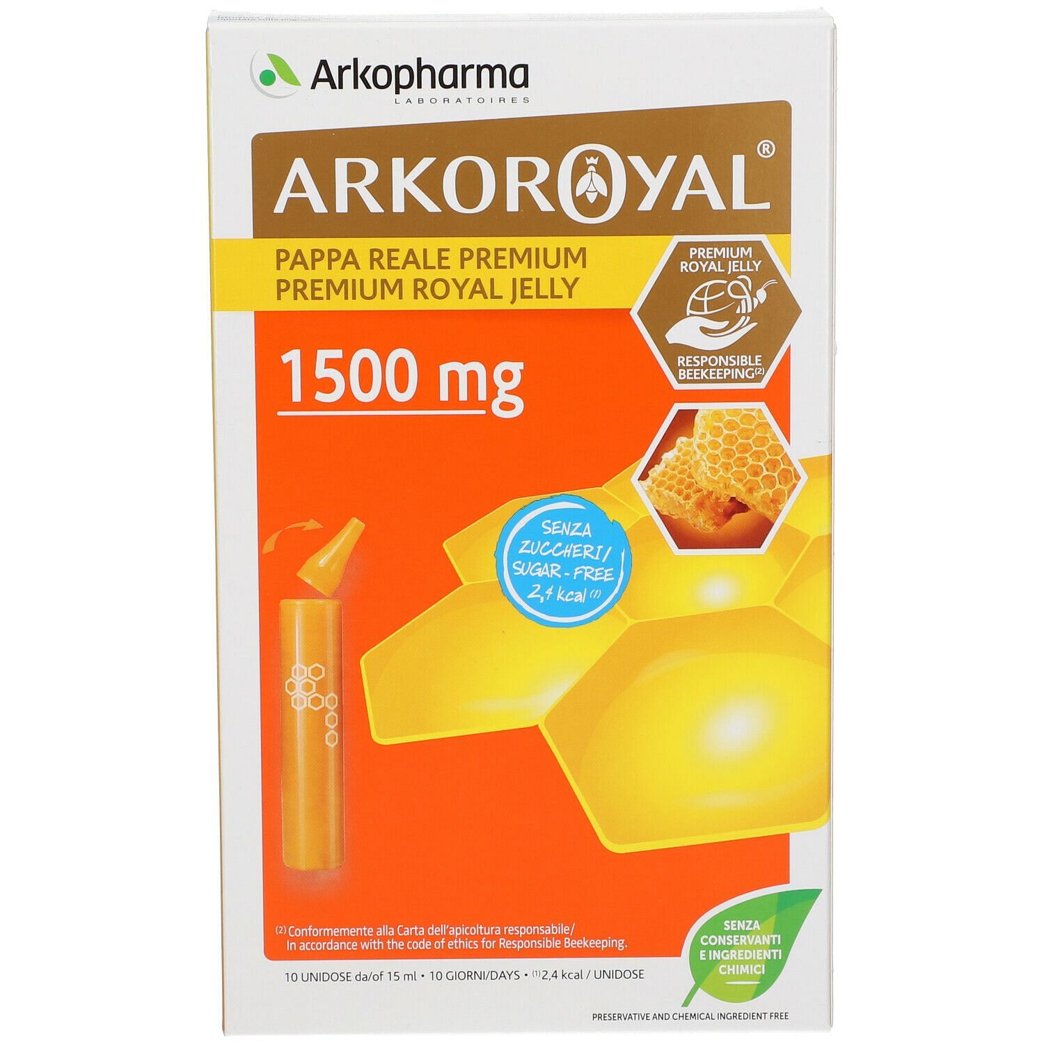 Arkoroyal Pappa Reale 1500 Mg Senza Zucchero 10 Flaconcini Da 15 Ml
