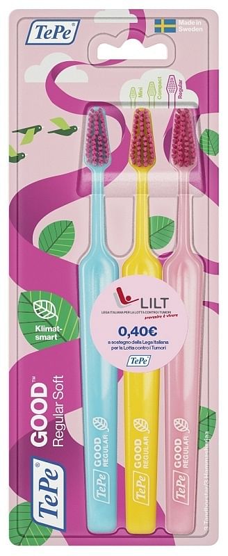 Tepe Good Regular 3 Pack Toothbrush Edizione Limitata Pink Ribbon