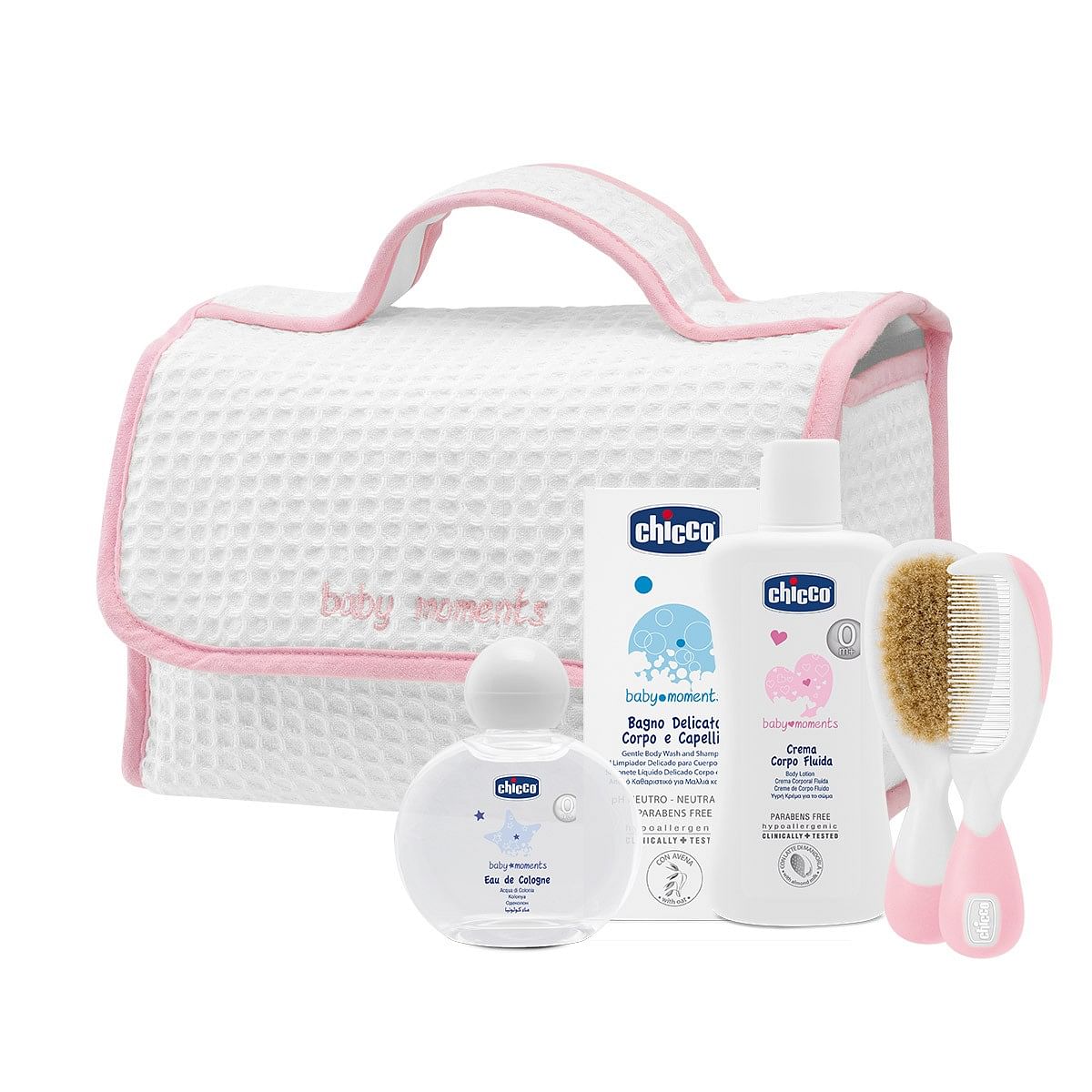 Chicco Baby Moments Beauty Maniglia Rosa Bagno Delicato Corpo Capelli Pelli Delicate 200 Ml + Crema Corpo Pelli Delicate 200 Ml + Acqua Di Colonia Bab
