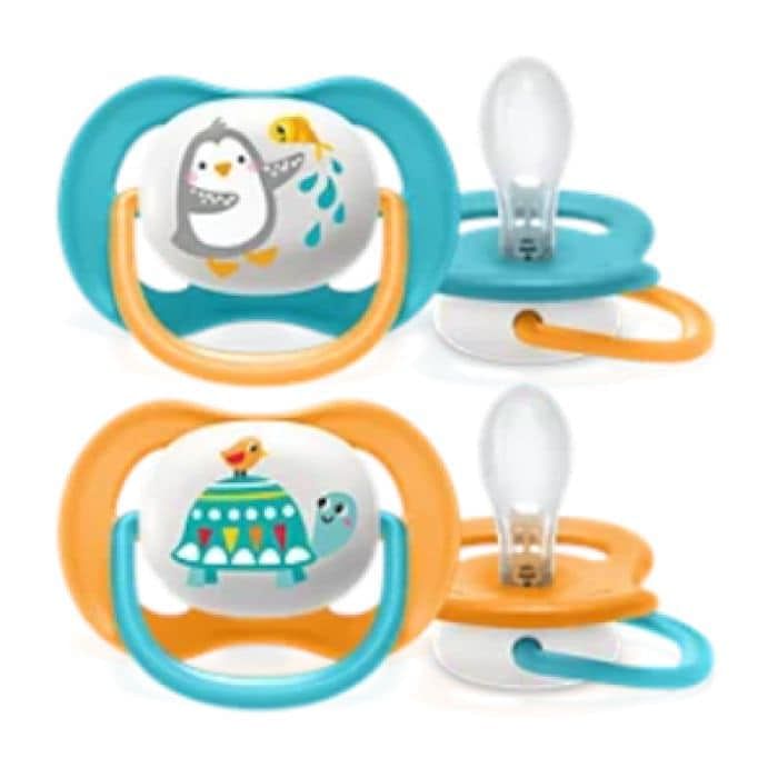 Avent Ultra Air Animals Succhietto Penguin/Turtle Maschio 6 18 Mesi 2 Pezzi