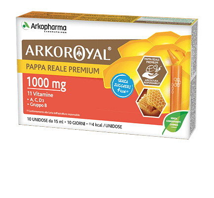 Arkoroyal Pappa Reale 1000 Mg + Vitamine Senza Zucchero 10 Fiale