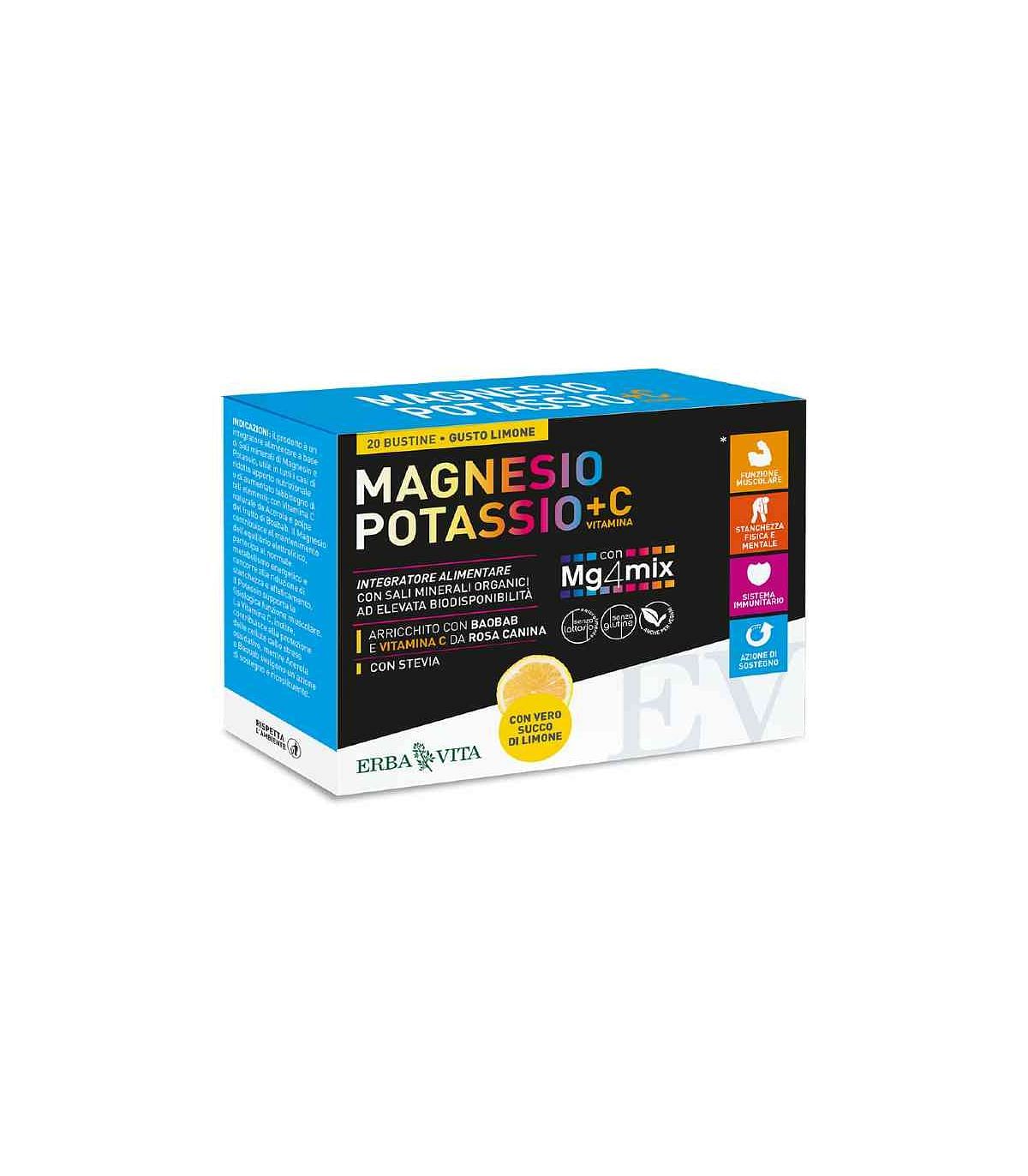 Magnesio Potassio +C Vitamina Gusto Limone 20 Bustine Da 3,8 G