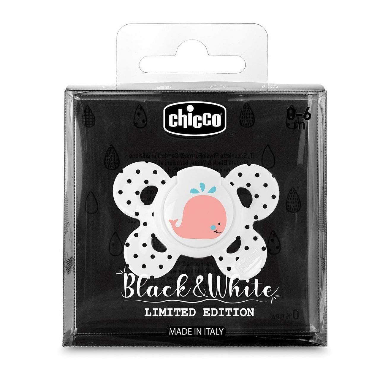 Chicco Succhietto Comfort Black&White Silicone 0 6 M