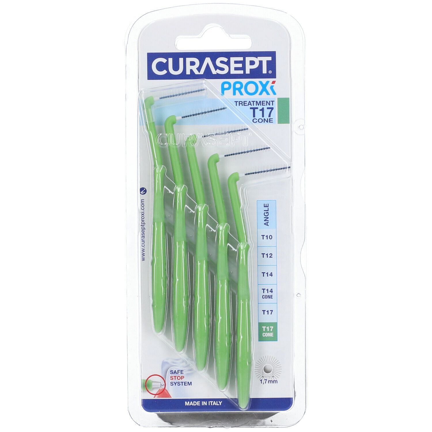 Scovolino Curasept Proxi Angle Misura T17 Conico Iso 5 Verde Diametro 1,7 Mm