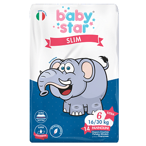 Pannolini Babystar Slim 16/30 Kg Taglia 6 Extra Large 14 Pezzi