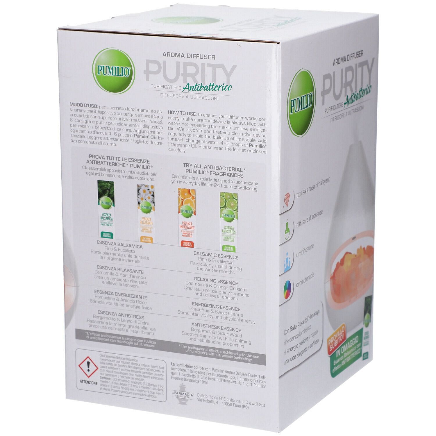 Pumilio Aroma Diffuser Purity A Ultrasuoni Con Essenza Balsamica Con Effetto Antibatterico