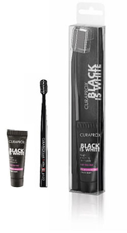 Curaprox Black Is White Dentifrici Sbiancanti 1 Dentifricio Da 10 Ml + 1 Spazzolino