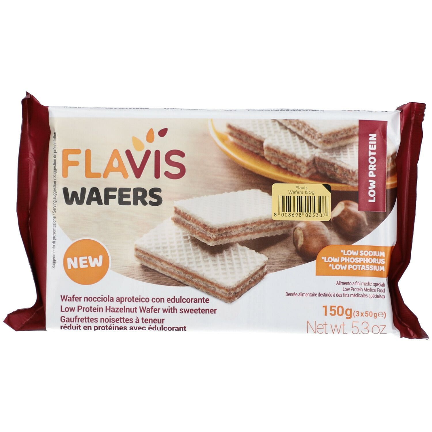 Flavis Wafers Nocciola Aproteico 3 Porzioni Da 50 G