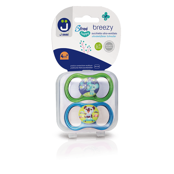 J Bimbi B Free Breezy Happy 4+ M 2 Succhietti In Silicone Verde/Turchese