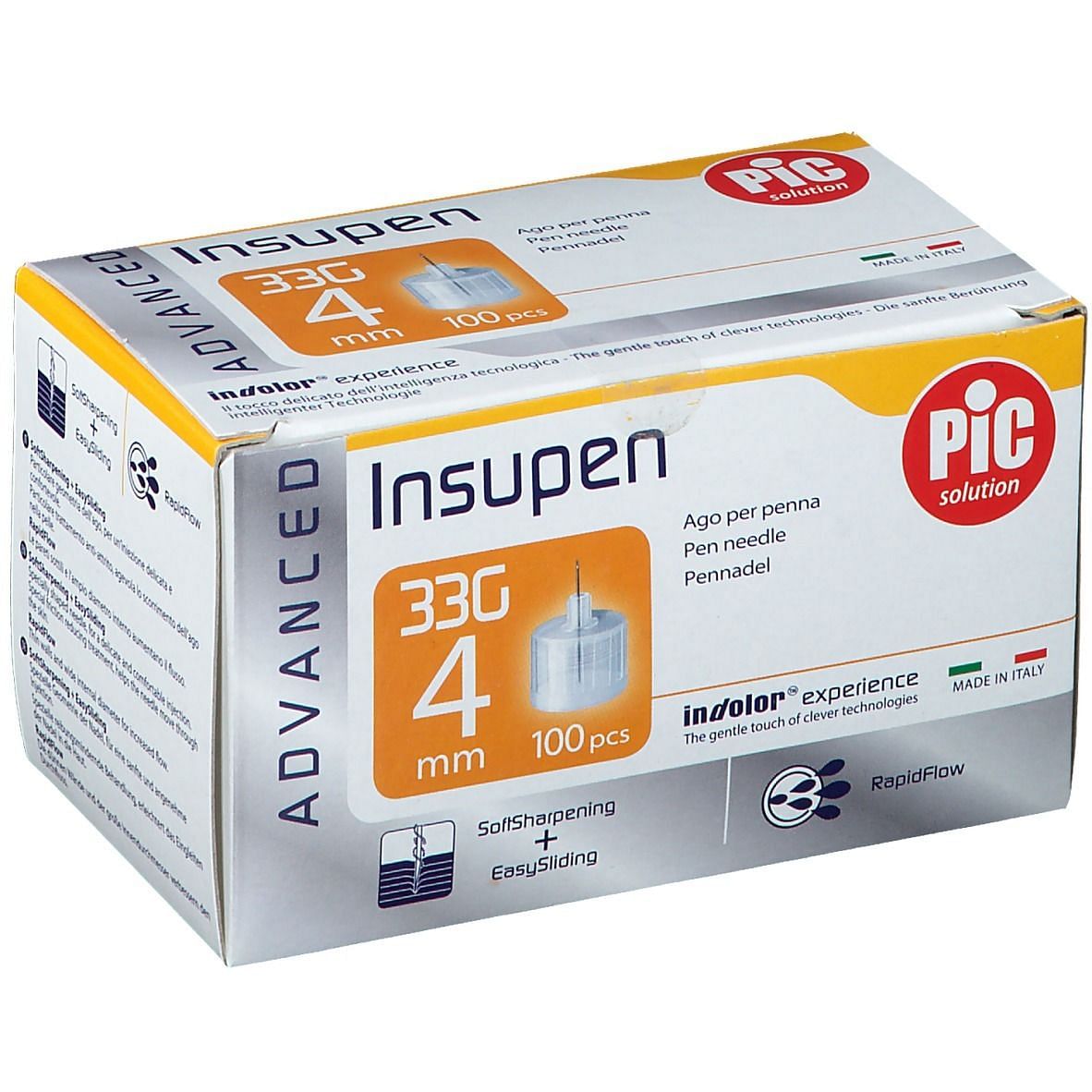Ago Per Penna Insulina Pic Insupen Advanced Gauge 33 X4 Mm 100 Pezzi