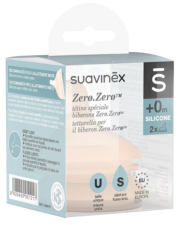 Suavinex Zero Zero Tettarella Biberon Flusso Lento S 2 Pezzi