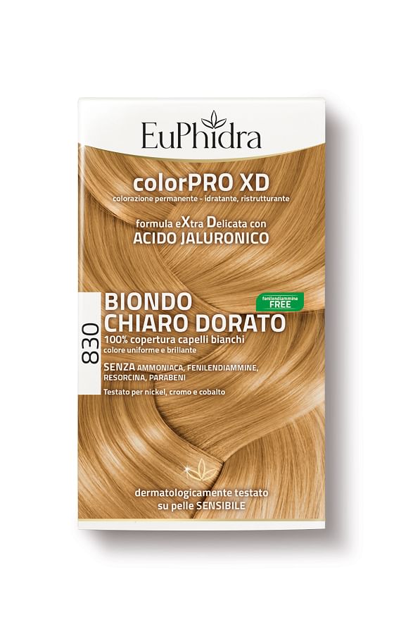 Euphidra Colorpro Xd 830 Biondo Chiaro Dorato Gel Colorante Capelli In Flacone + Attivante + Balsamo + Guanti