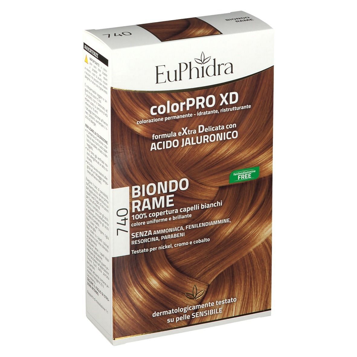 Euphidra Colorpro Xd 740 Biondo Rame Gel Colorante Capelli In Flacone + Attivante + Balsamo + Guanti