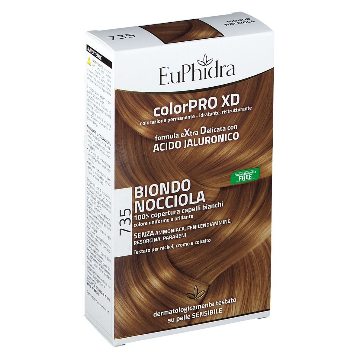 Euphidra Colorpro Xd 735 Biondo Nocciola Gel Colorante Capelli In Flacone + Attivante + Balsamo + Guanti