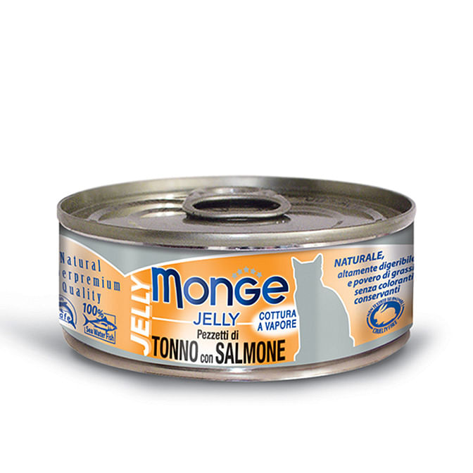 Monge Natural Quality Gatto Monge Jelly Pezzetti Di Tonno Bonito/Salmone 80 G