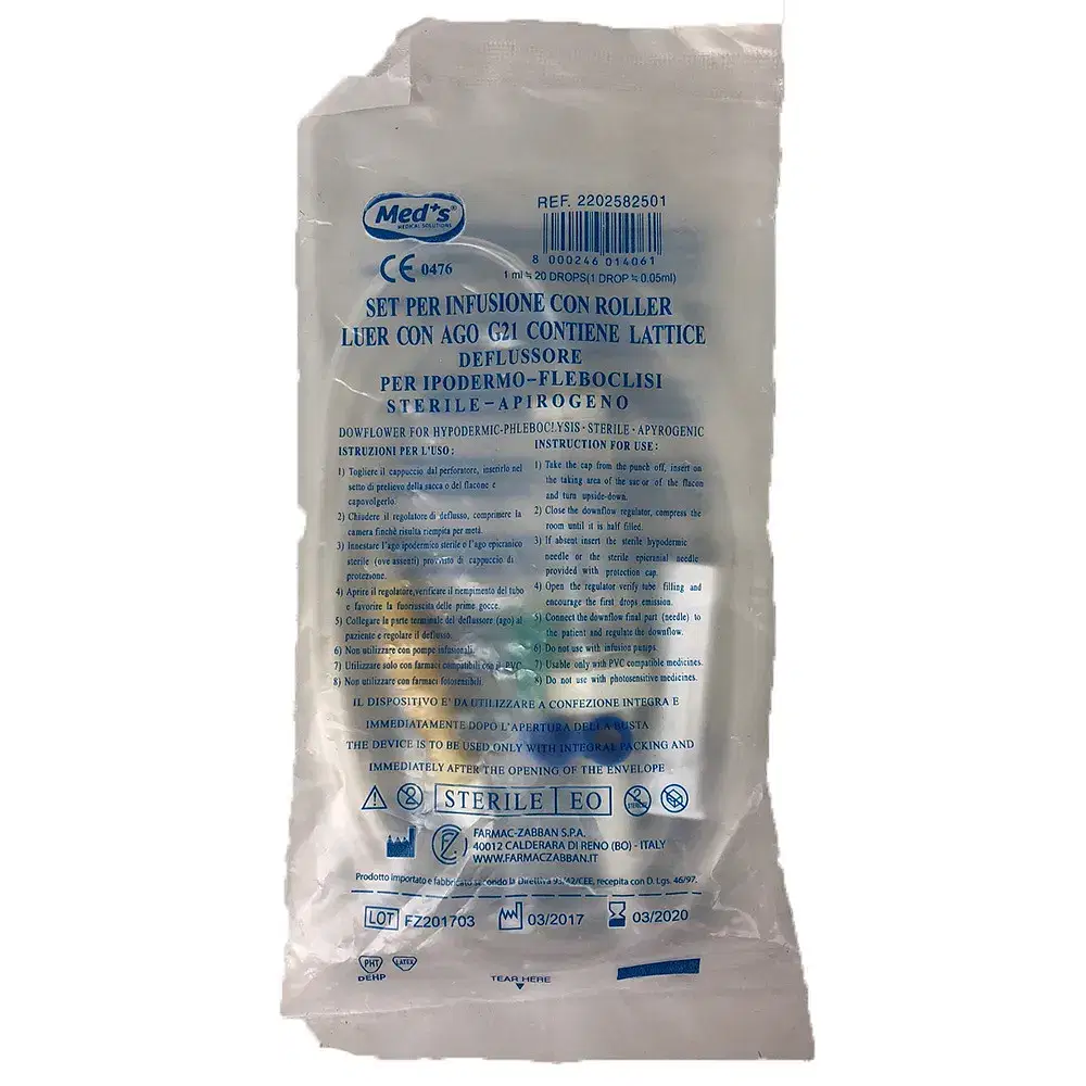 Set Sterile Per Infusione In Materiale Anallergico Con Para, Ago Vena E Roller. Confezione Singola