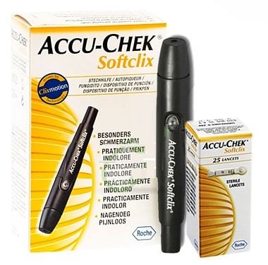 Penna Pungidito Accu Chek Softclix + 25 Lancette Softclix + Manuale Di Utilizzo