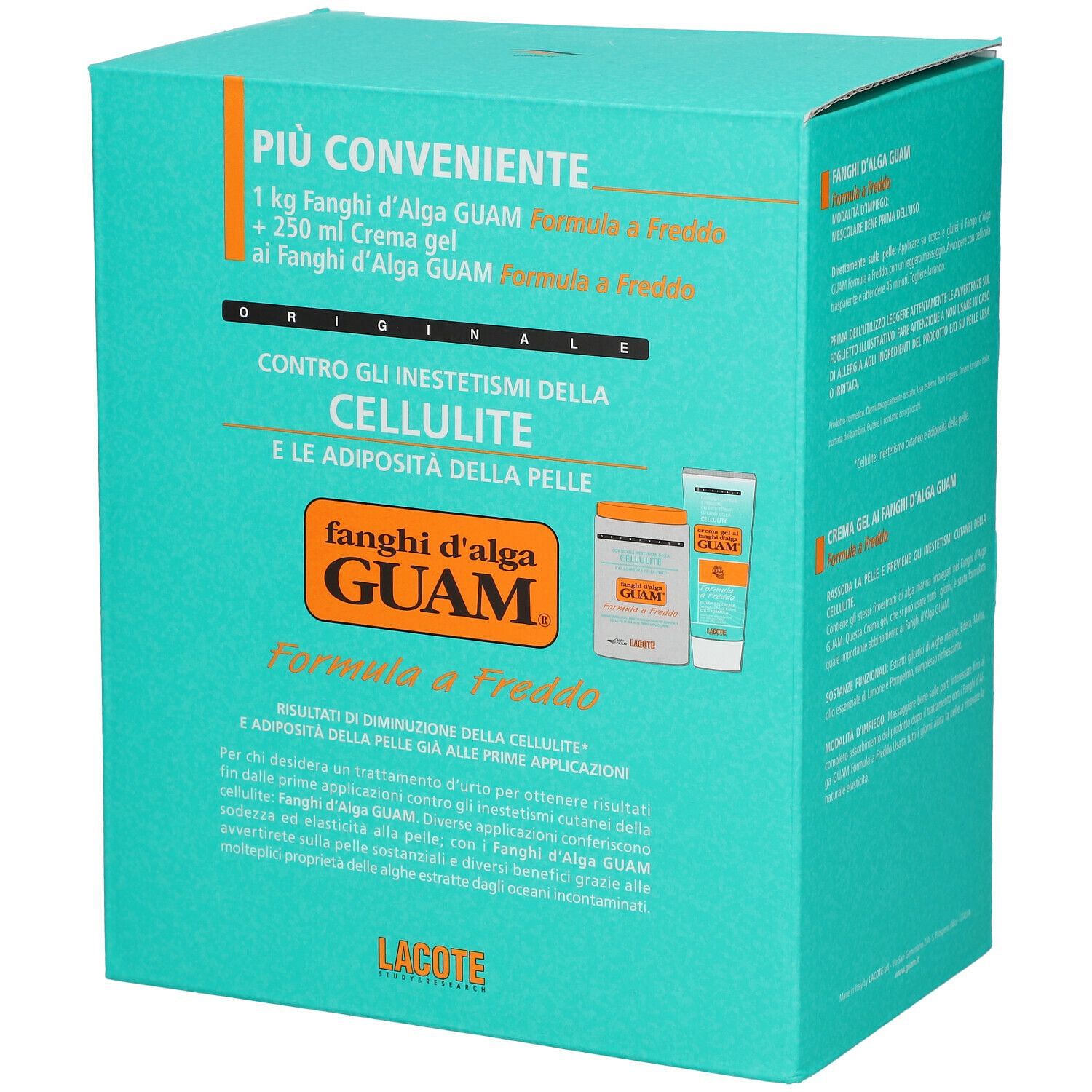 Guam Fanghi D'Alga Confezione Convenienza Fredda Con Fanghi D'Alga Guam 1 Kg + Crema Gel 250 Ml Formula A Freddo