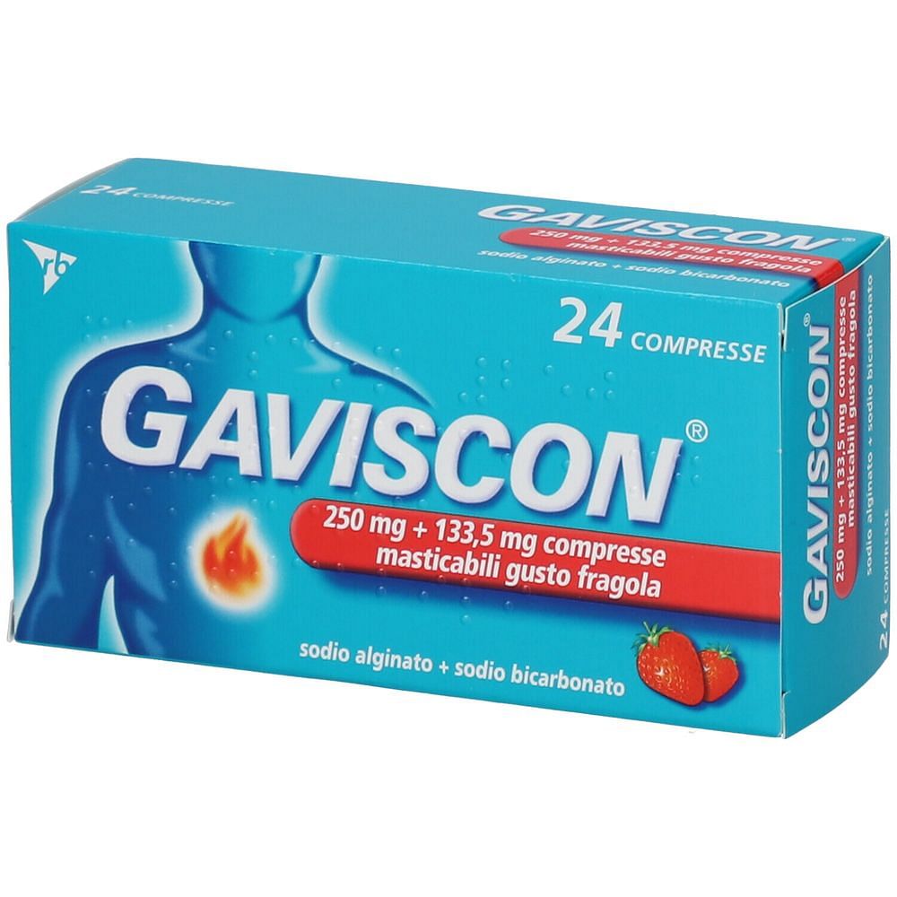 Gaviscon 24 Compresse Masticabili 250 Mg + 133,5 Mg Fragola