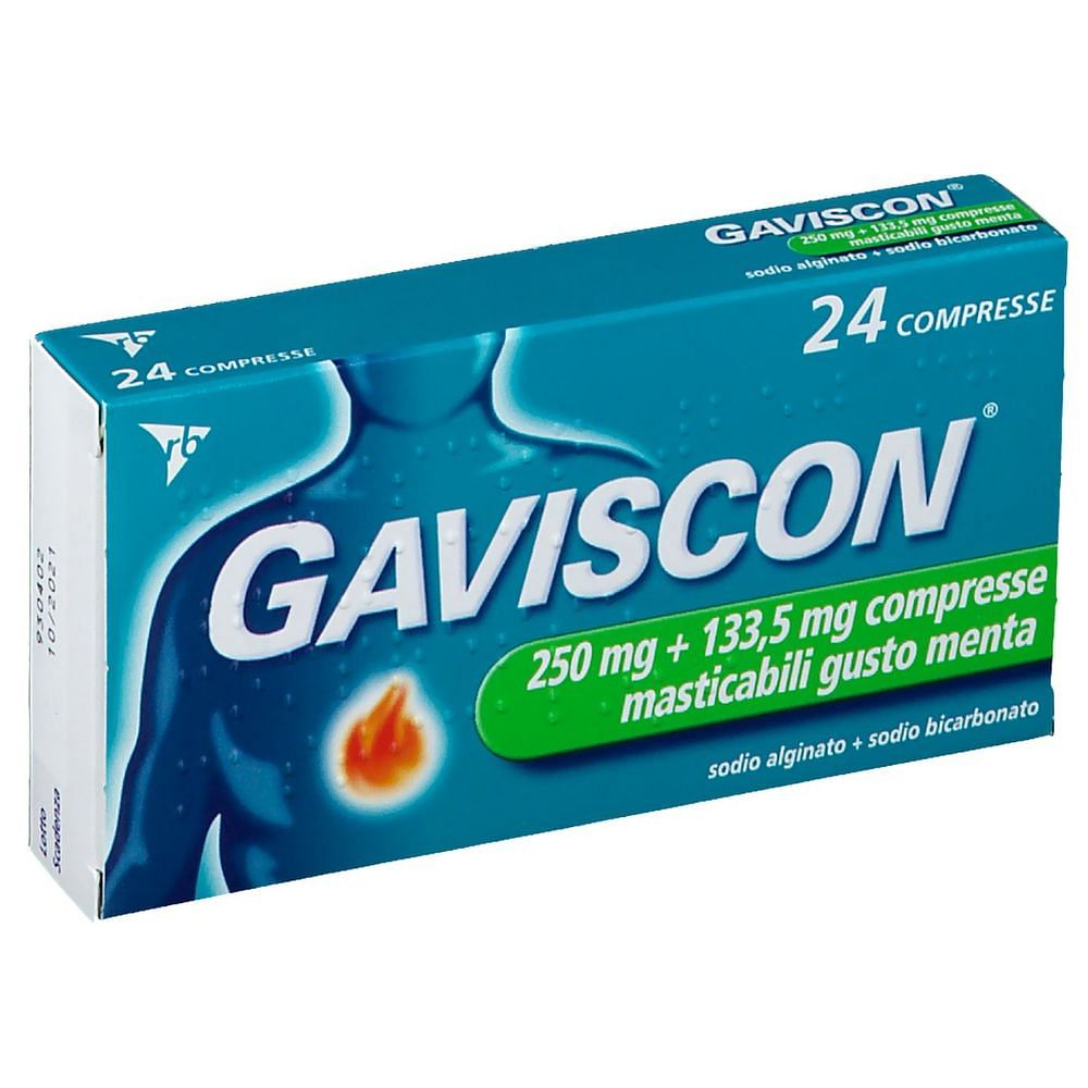 Gaviscon 24 Compresse Masticabili 250 Mg + 133,5 Mg Menta
