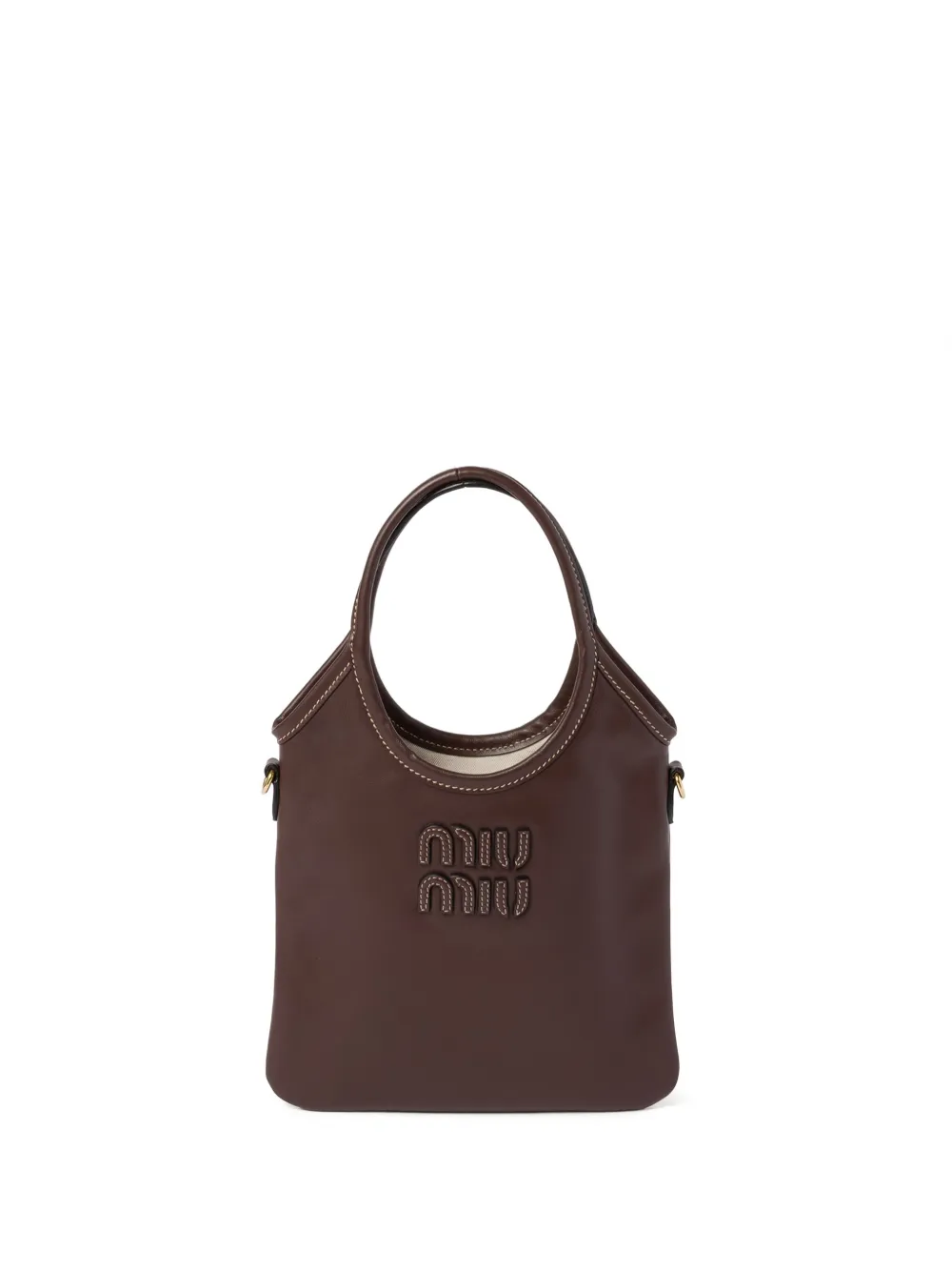 Miu Miu Ivy leather tote bag - Marrone