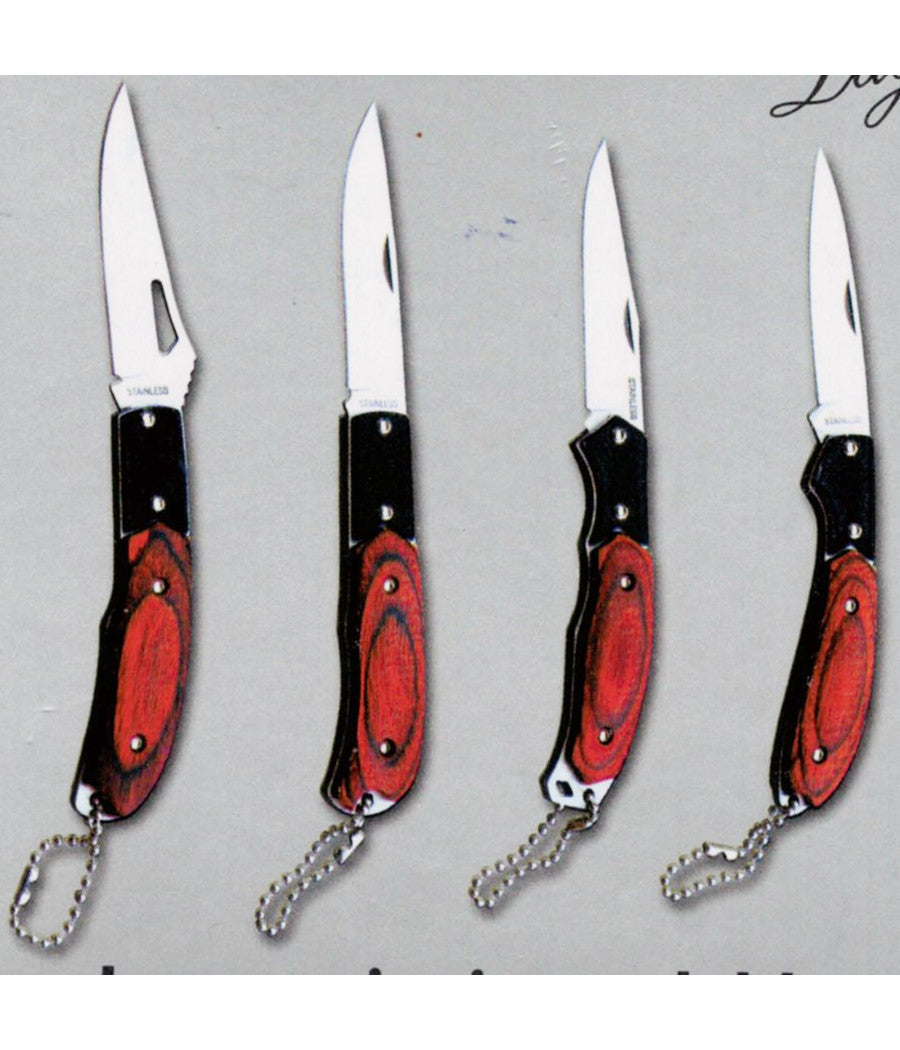 Kit set 4 coltelli coltello a serramanico tascabile con lama in acciaio inox