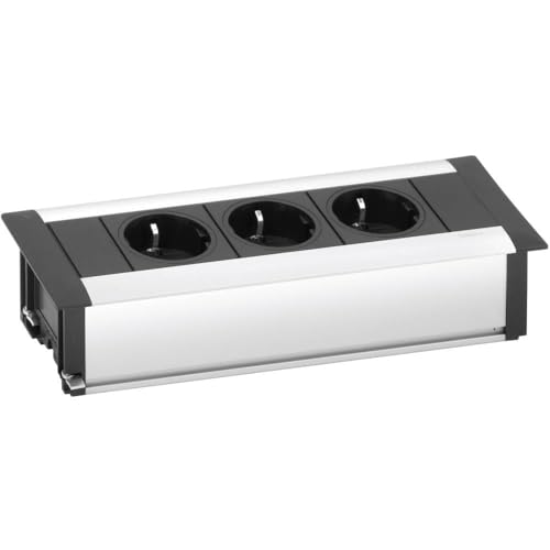Schulte Incasso Multipresa Evoline Frame-Dock 3 X Schukosteckdose Alu, 1 Pezzi, 1596 1000 0900