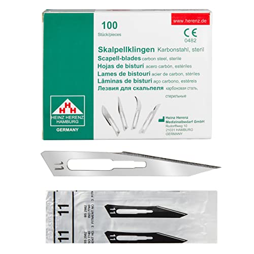 Shehadeh - 100 Lame Sterili Per Bisturi Figura 11 Per Supporto Bisturi N. 3 - Estremamente Affilate