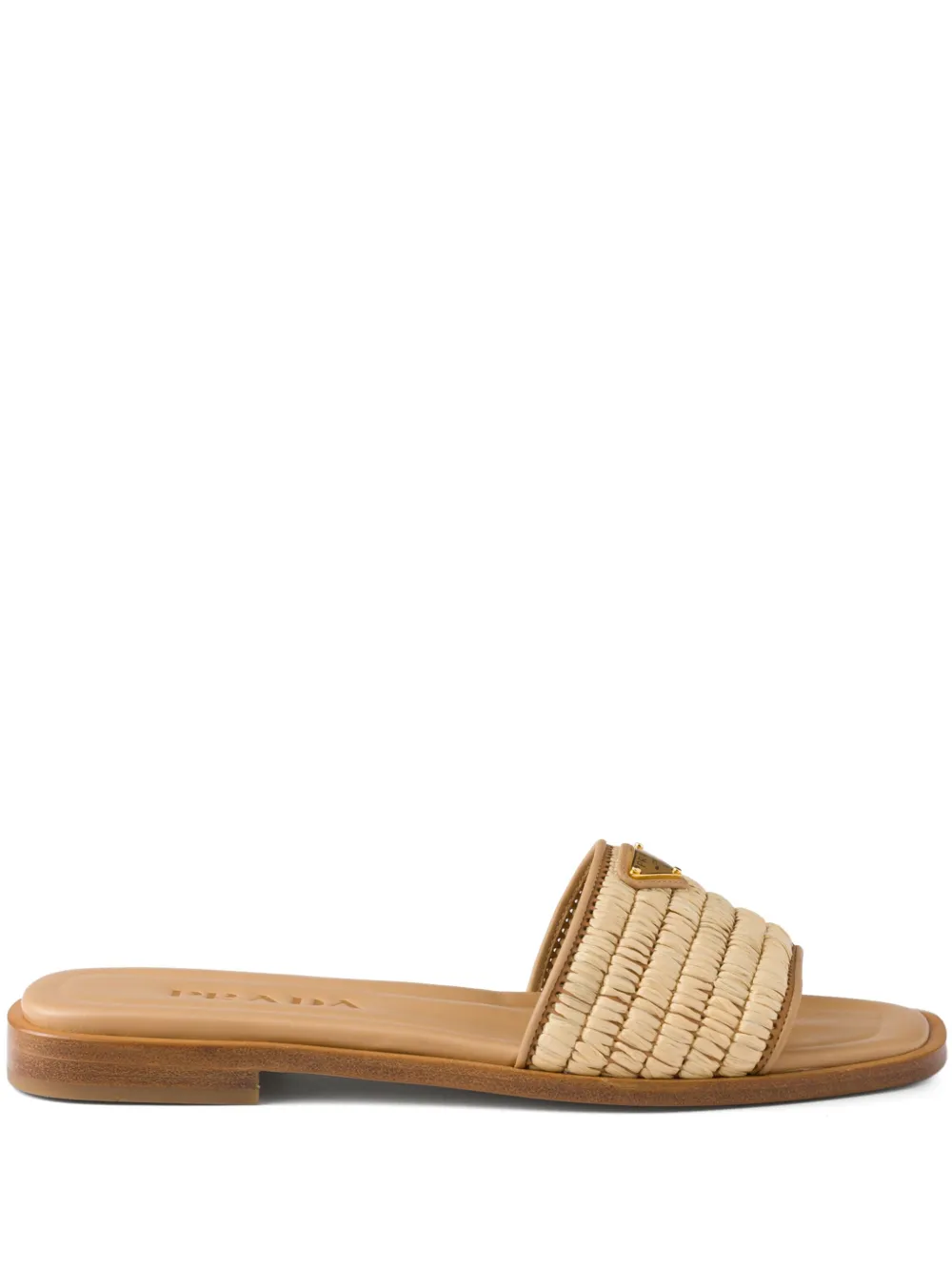 Prada crochet-detail leather slides - Toni neutri