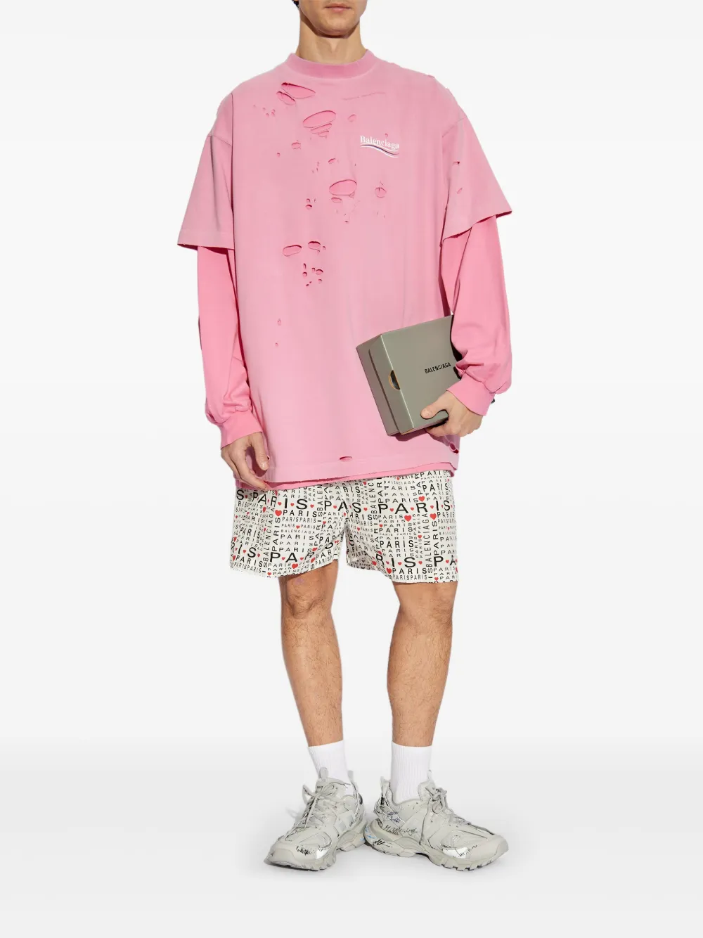 Balenciaga paris-print shorts - Bianco