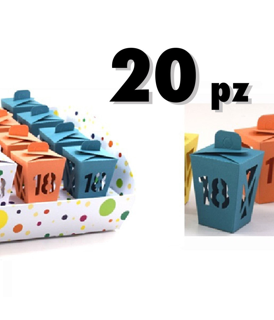 20 pz bomboniere lanterna vari colori colorati festa 18 anni astucci