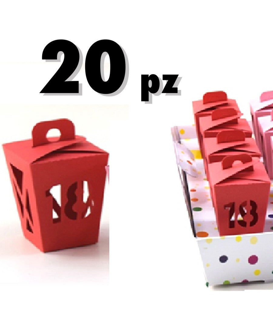 20 pz bomboniere lanterna vari colori colorati festa 18 anni astucci rosso