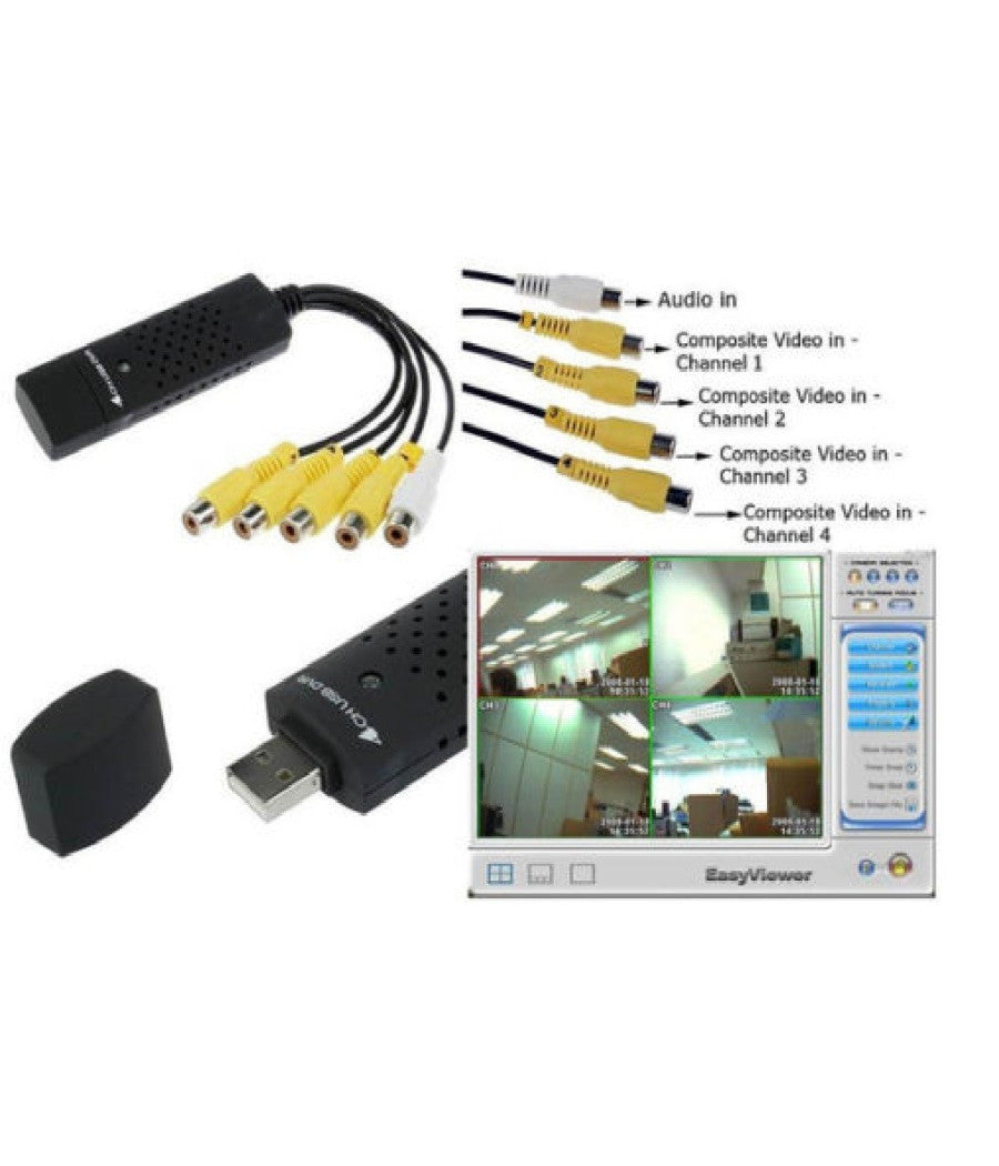 Scheda acquisizione easycap usb 2.0 pc notebook 4 canali dvr video sorveglianza