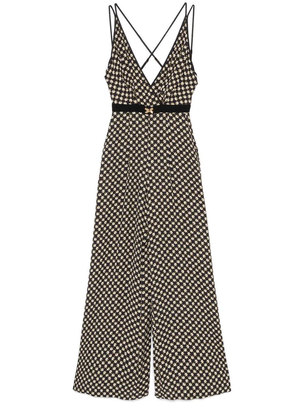 Elisabetta Franchi georgette diamond-print jumpsuit - Nero