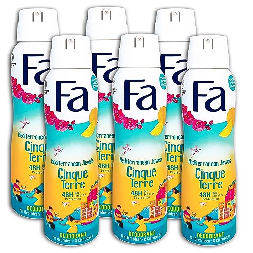 Confezione Da 6 Deodoranti Fa Mediterranean Jewels Cinque Terre Deodorante Spray 6 X 150 Ml