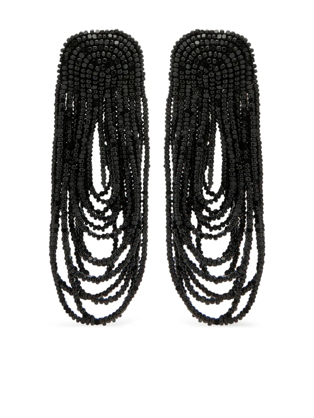 Oscar de la Renta Orecchini Beaded Curtain - Nero