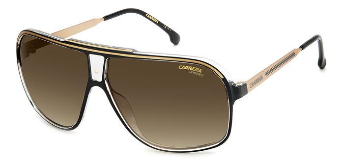 Carrera Uomo Grand Prix 3 2M2/Ha Occhiali Da Sole Plastica Nero/Oro Marrone Squadrata  Sfumato