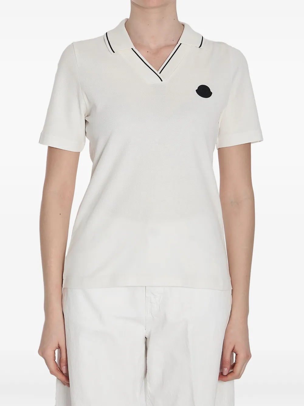 Moncler logo-appliqué polo top - Bianco