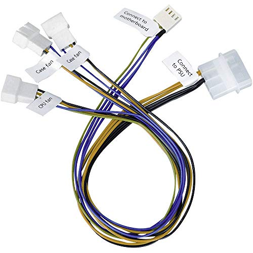 Akasa Ventilatore Pc Cavo Di Collegamento [3 X Ventilatore Pc Maschio A 3 Poli, Ventilatore Pc Maschio 4 Poli - 1 Alimentatore Ide Maschio 4 Poli] 30.