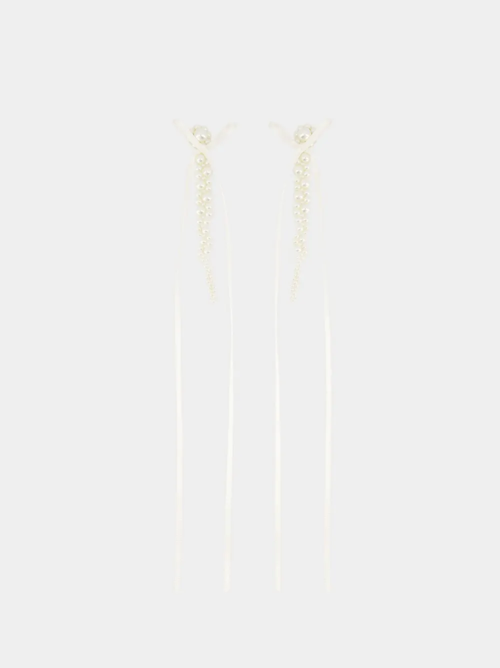 Simone Rocha slim bow ribbon earrings - Bianco
